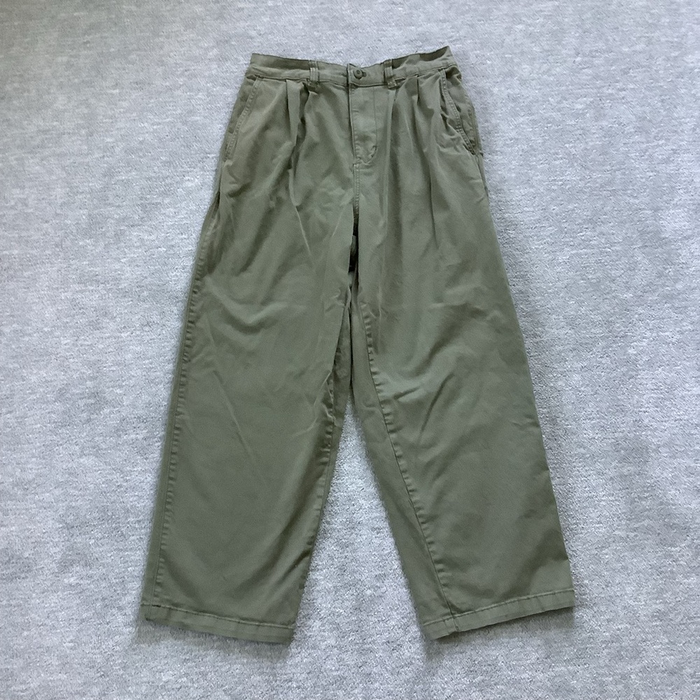 Zara Women’s Army Green Wide-Leg Pleated Pants Sz. S